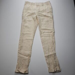 Murano Baird McNutt 100% Linen Pants Men 32x34 Alex Fit Cream Beige Cuffed Dress